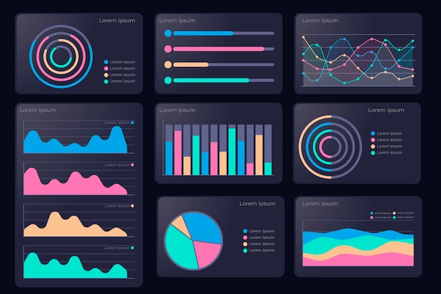 Vettore gratuito dashboard element pack design colorato