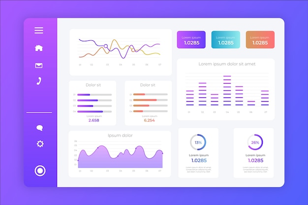 Free vector dashboard gradient user panel template