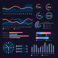 Vettore gratuito collezione di elementi infografica cruscotto