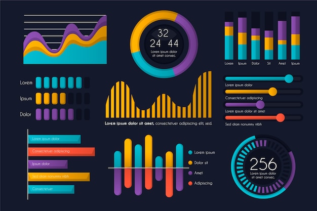 Vettore gratuito collezione di elementi infografica cruscotto