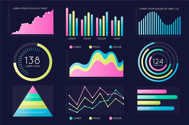 Free vector dashboard infographic element collection