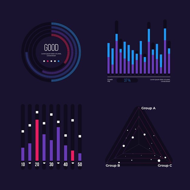 Коллекция элементов инфографики приборной панели