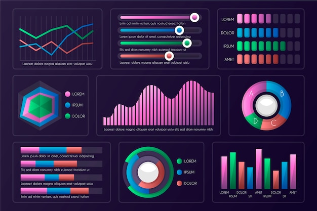 Free vector dashboard infographic element set