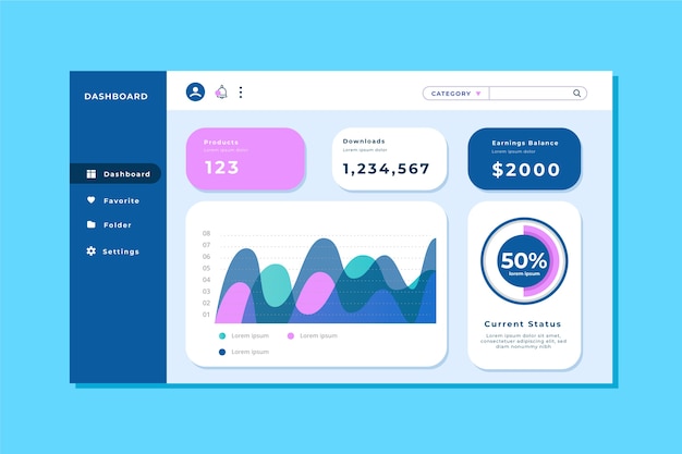 Free vector dashboard template user panel