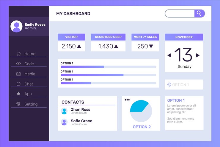 Free Vector dashboard user panel light mode template