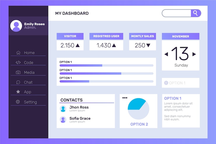 Free Vector dashboard user panel light mode template