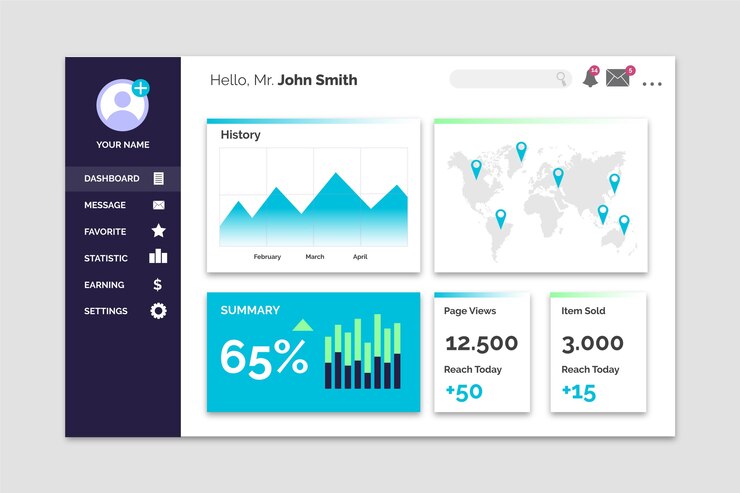 Free Vector dashboard user panel template infographic
