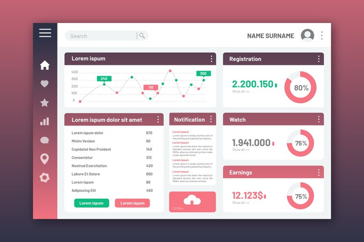 Free Vector dashboard user panel template