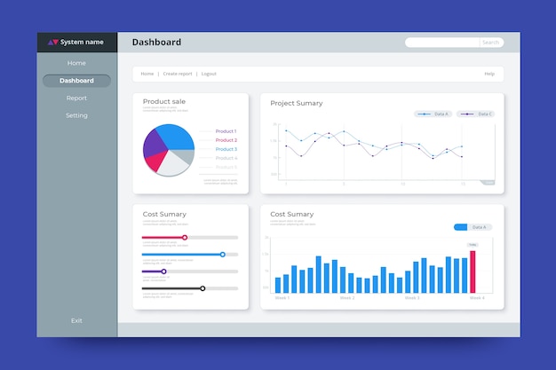 Free vector dashboard user panel template