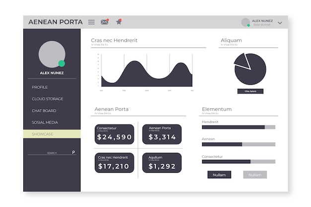 Free vector dashboard user panel template
