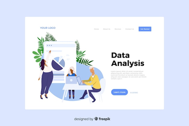 Data analysis concept for landing page