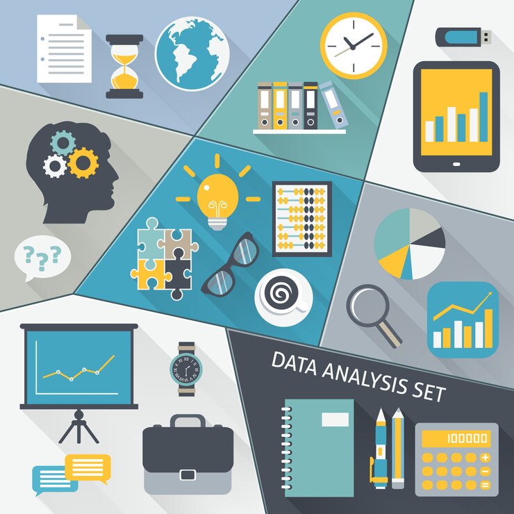 Free Vector data analysis flat set