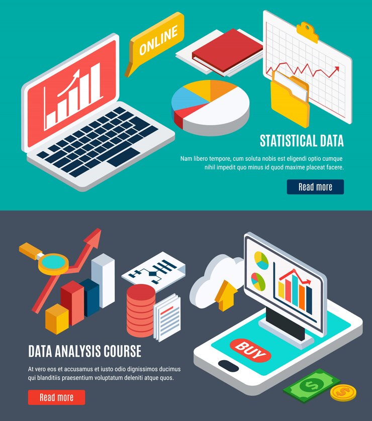 Free Vector data analysis horizontal banners