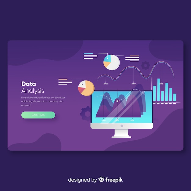 Data analysis landing page template Free Vector