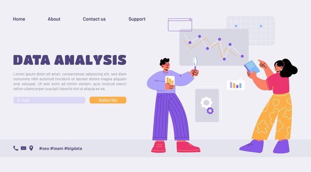 Data analysis landing page with business analysts