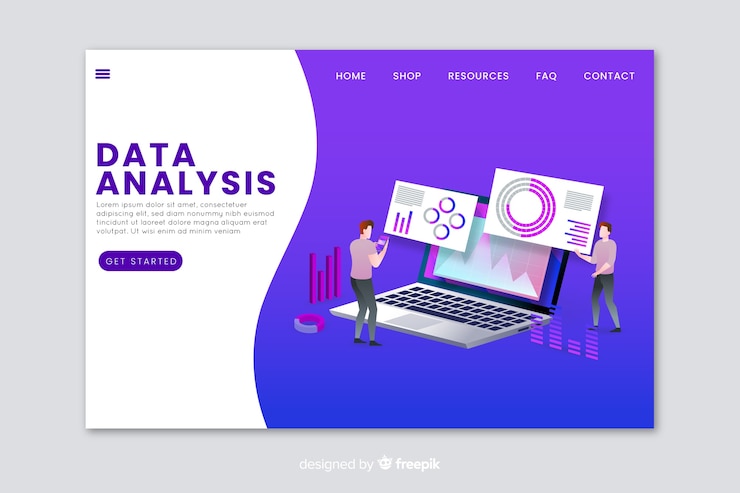 Free Vector data analysis landing page