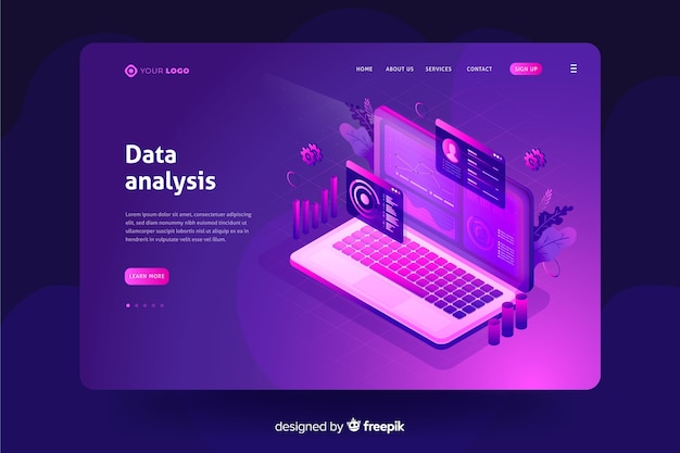 Free vector data analysis landing page