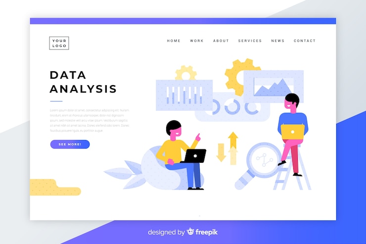 Free Vector data analysis landing page