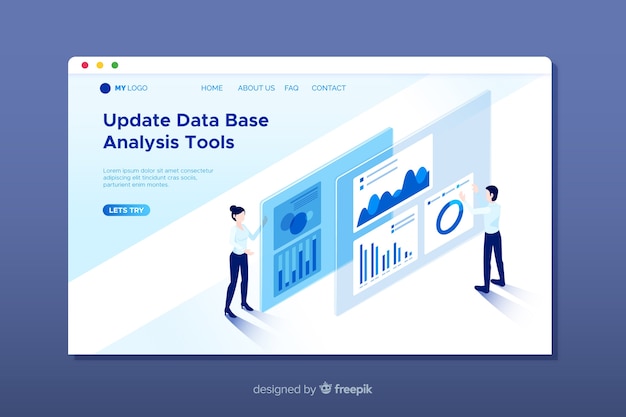 Free vector data analysis landing page