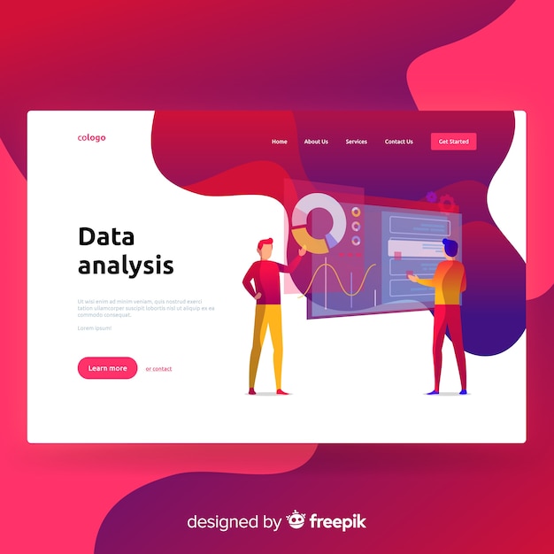 Free vector data analysis landing page