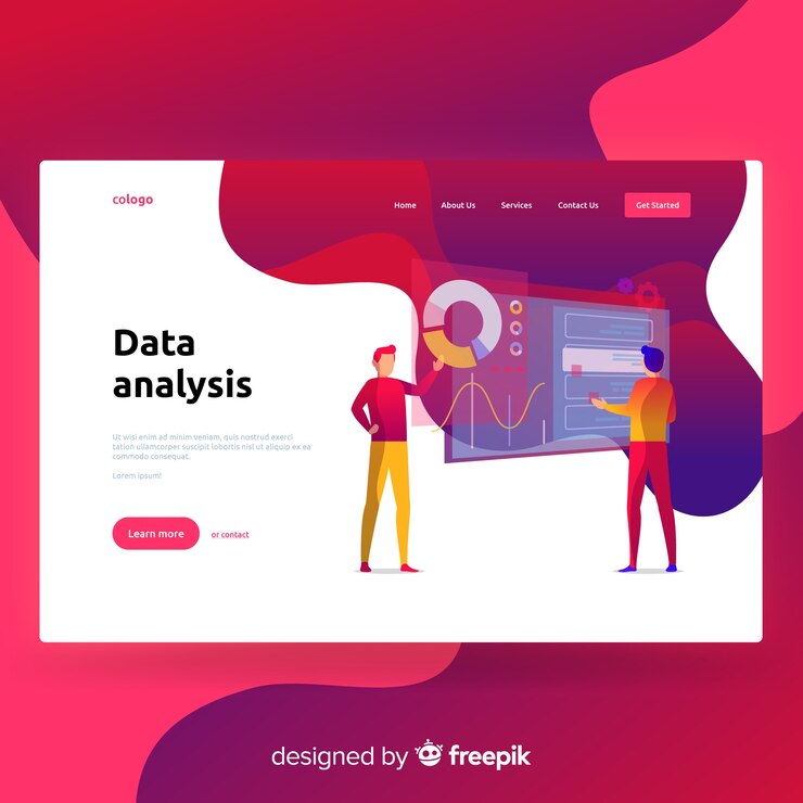 Free Vector data analysis landing page