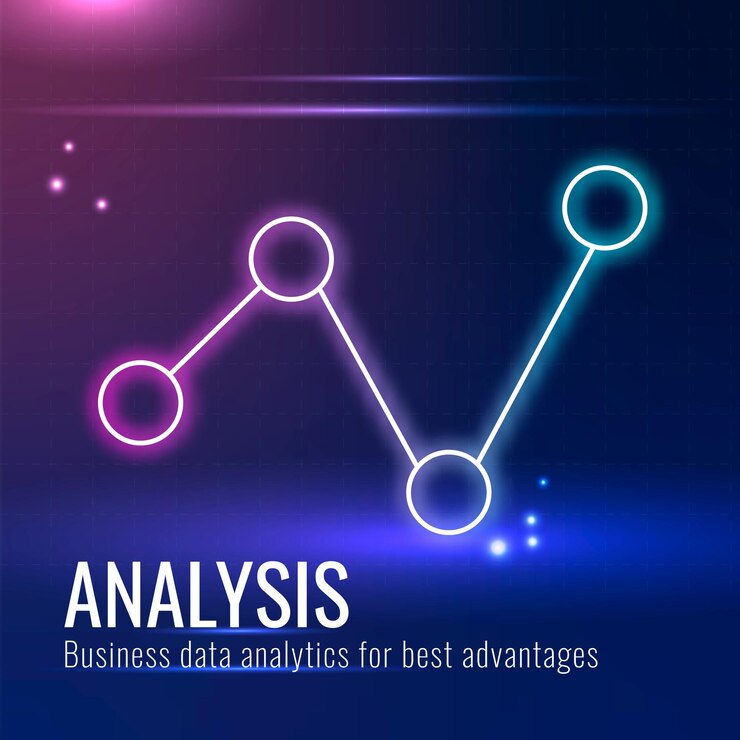 Free Vector data analysis technology template for social media post in dark blue tone