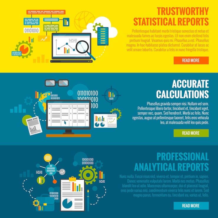 Free Vector data analytics banner set