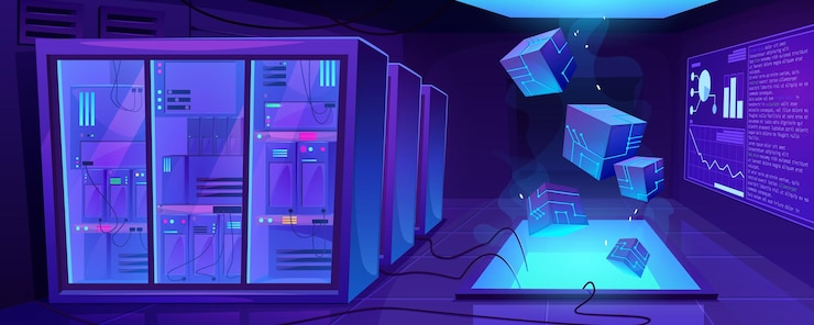 Free Vector data center room interior with server equipment