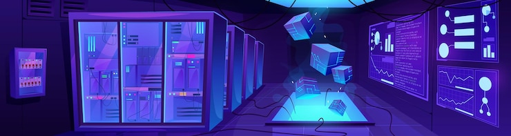 Free Vector data center room interior with server equipment