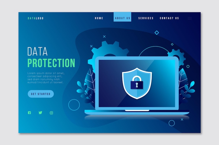Free Vector data protection landing page concept