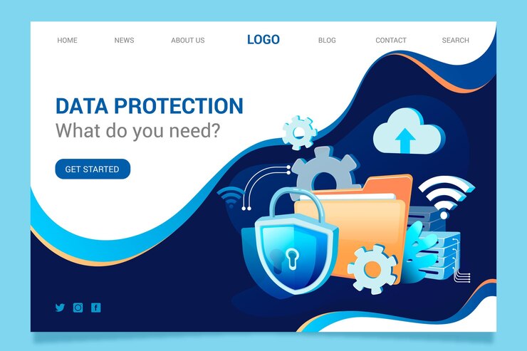Free Vector data protection landing page concept