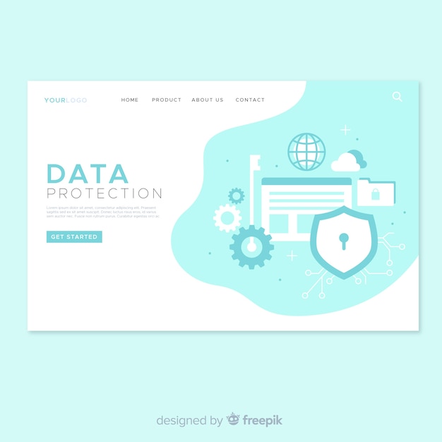 Free vector data protection landing page design