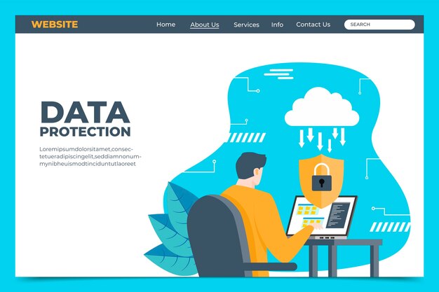 Free vector data protection landing page template