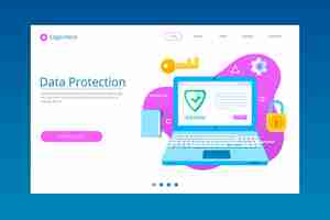 Free vector data protection landing page template