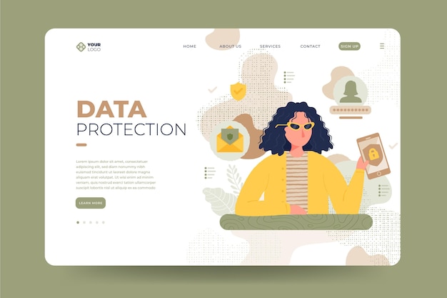 Free vector data protection landing page