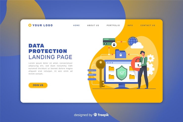 Free Vector data protection landing page