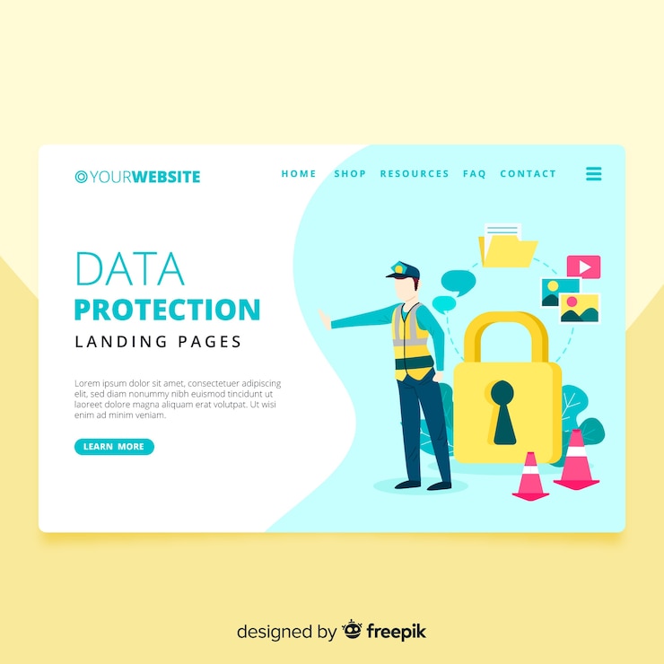 Free Vector data protection landing page