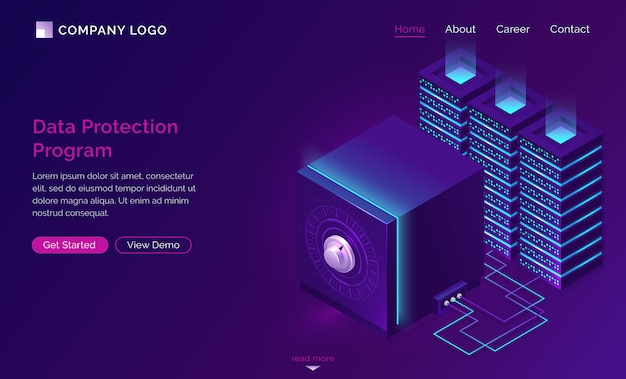 Data protection program landing page