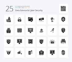 Free vector data science and cyber security 25 solid glyph icon pack including security chat security secure password