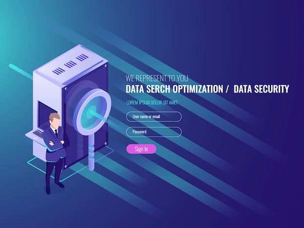 Оптимизация поиска данных, информационный сервер, защита и безопасность базы данных