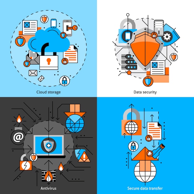 Data Security And Storage Icons Set   
