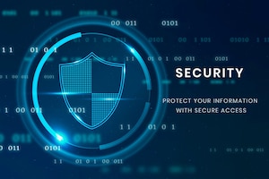 Data security technology template with shield icon