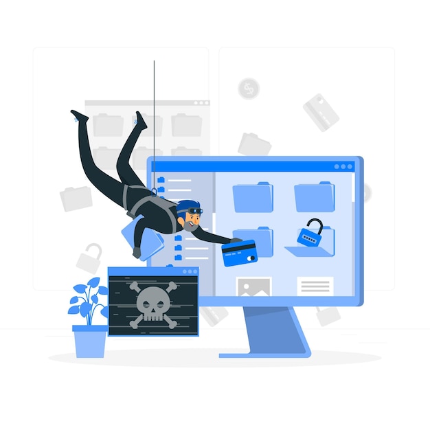 Data stealing malware concept illustration