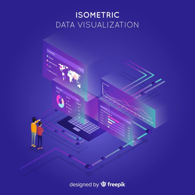 Data visualization concept isometric background