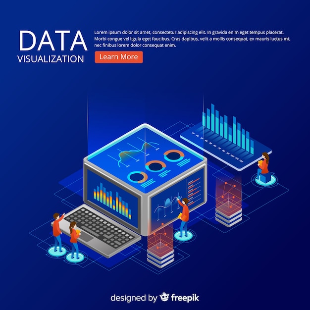 Sfondo isometrico concetto visualizzazione dati