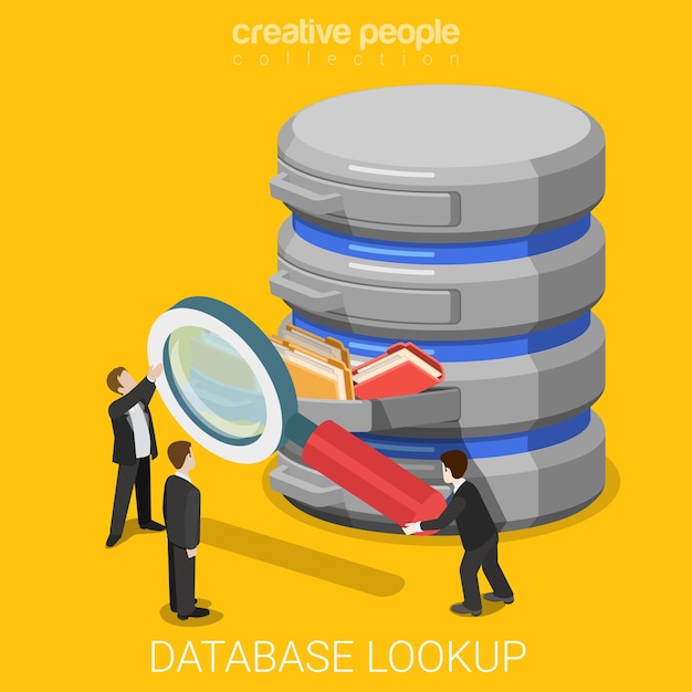 Database information lookup search flat isometric