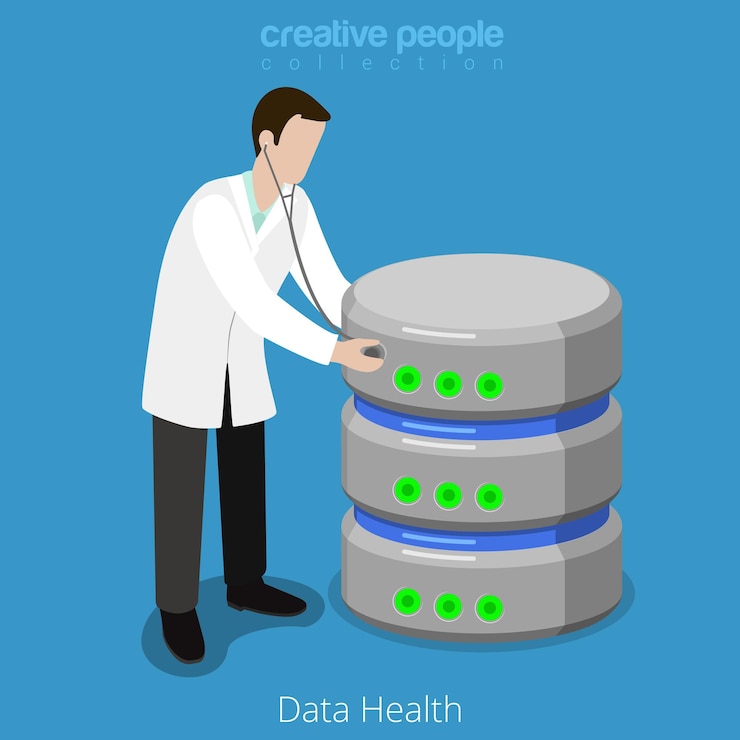 Free Vector database sql storage hdd health checkup concept icon