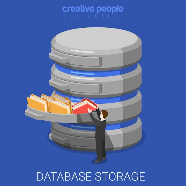 Free vector database storage flat isometric