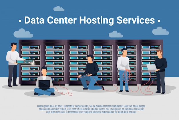Free vector datacenter hosting illustration