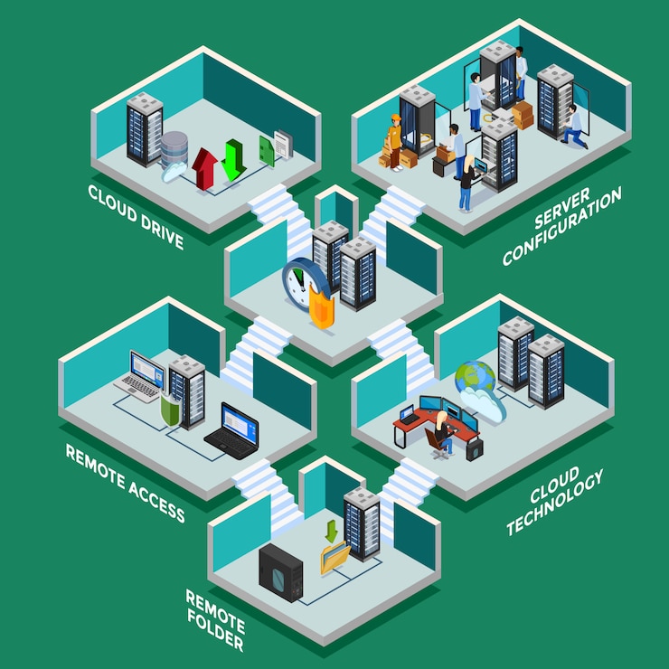 Free Vector datacenter isometric illustration